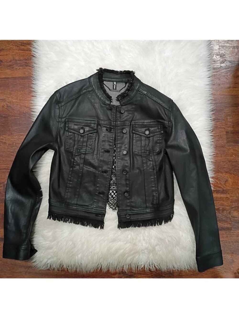 Elie Tahari Womens Black Cropped Jacket Crochet Back Medium Size - Picture 9 of 15